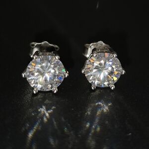 3 CTW Moissanite Stud Earrings | 1.5 CT Each | S925 Sterling Silver | 6-Prong